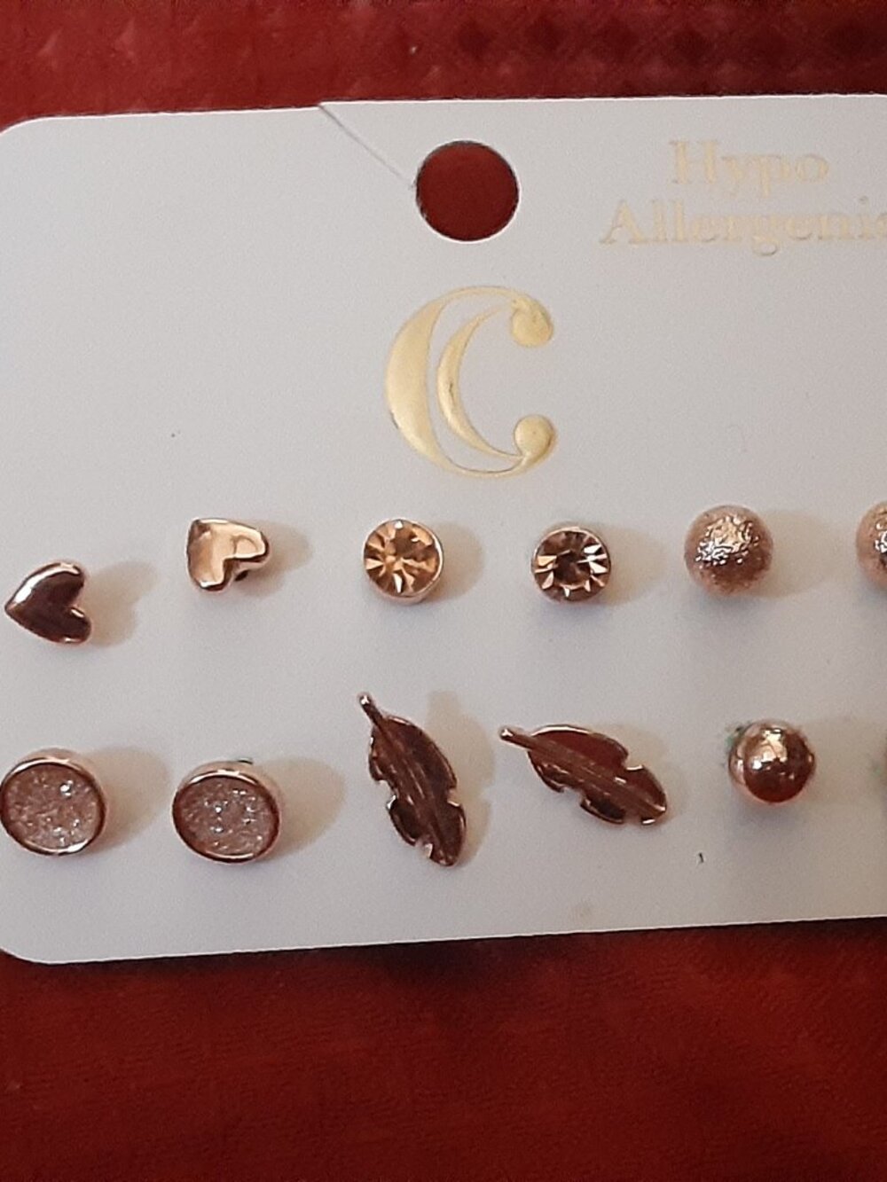 Set of 6 Rose Gold Colored Earrings